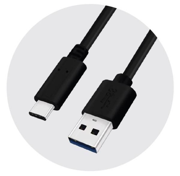 TTL USB-C auf USB-A Kabel, 3m St./St. schwarz